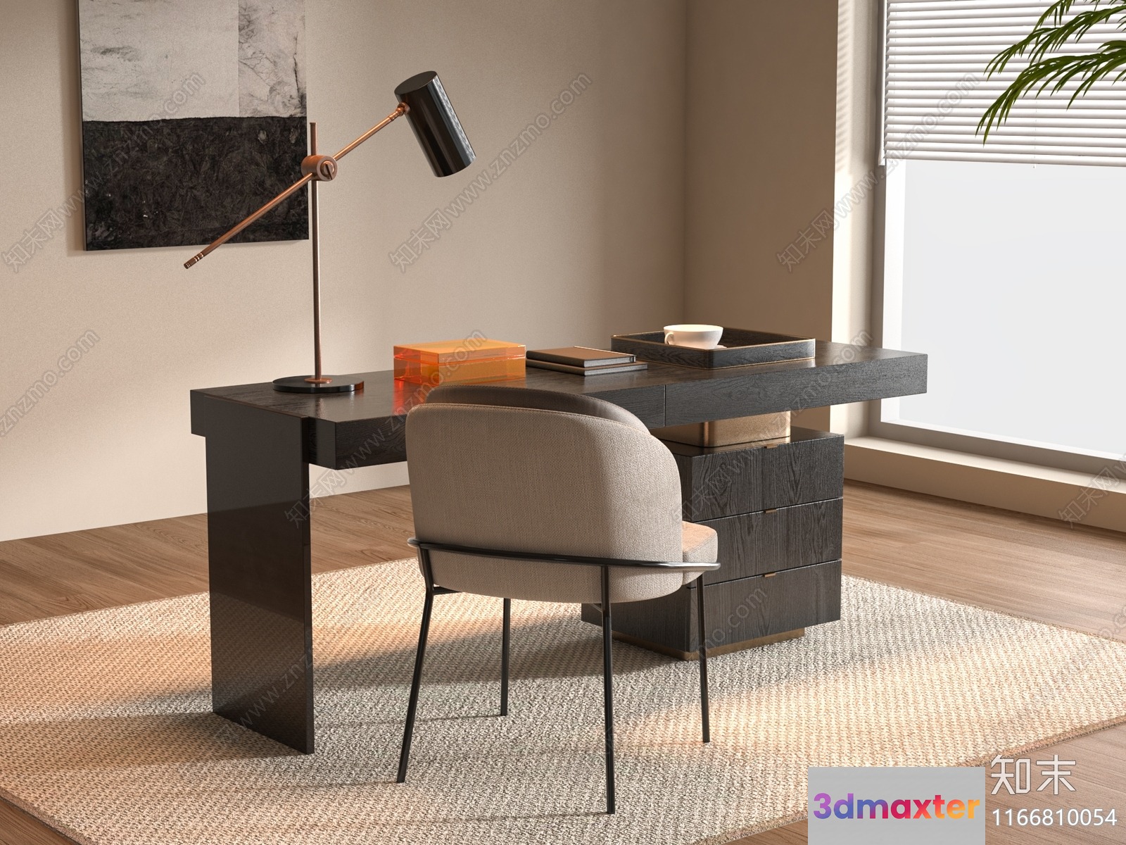 Modern Home Office 3D Model - 1842 - VRAY Render