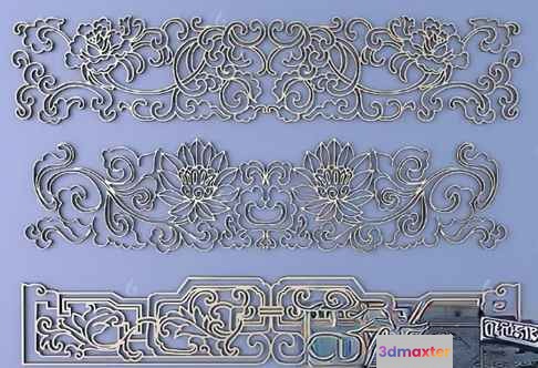 Gold Decorative Wall Art 3D Model - 20069 - VRAY Render