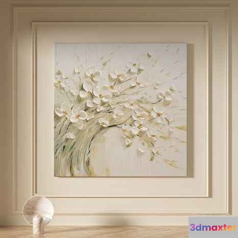 White Abstract Artwork 3D Model - 6386 - VRAY Render