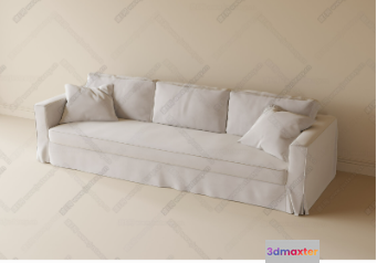 A White Couch 3D Model - 410 - VRAY Render