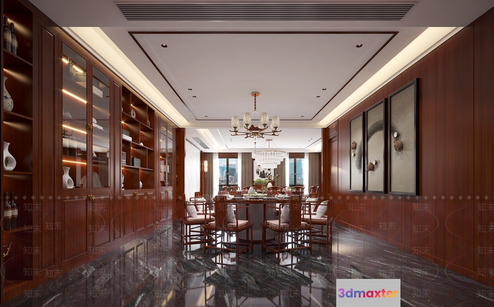 Modern Dining Room 3D Model - 3228 - VRAY Render