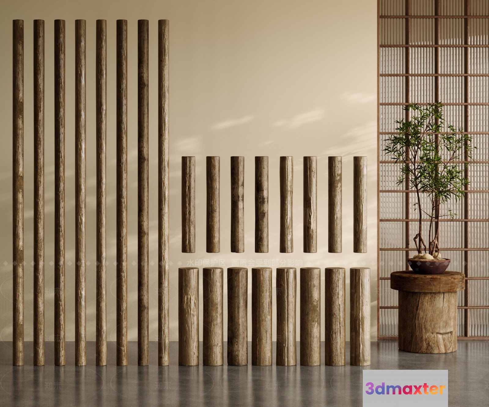 Wooden Room Divider 3D Model - 22307 - CORONA Render