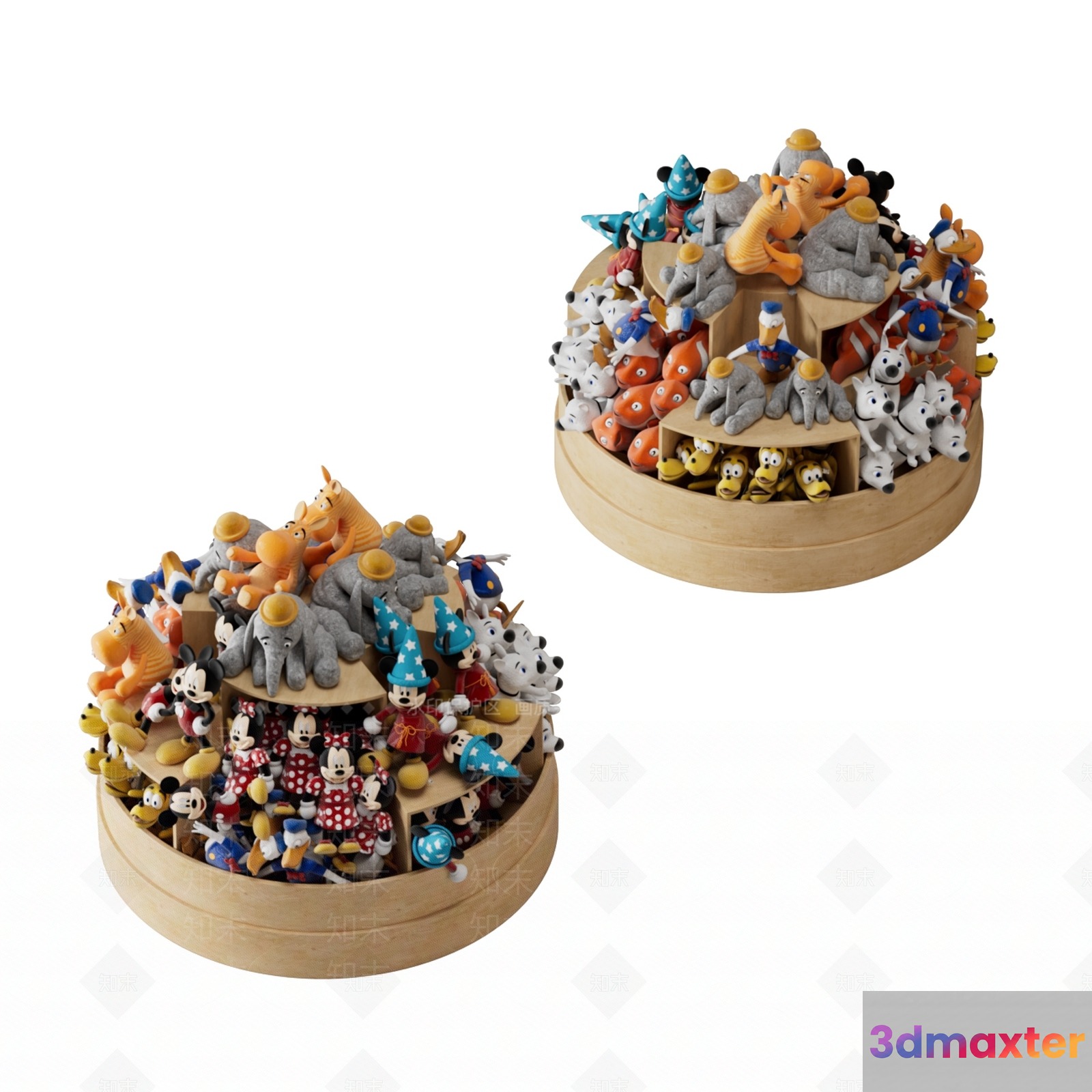 A Wooden Toy Box With Stuffed Animals 3D Model - 7303 - VRAY Render