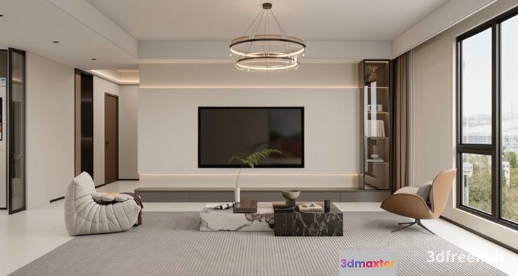 Modern Living Room 3D Model - 22447 - VRAY Render