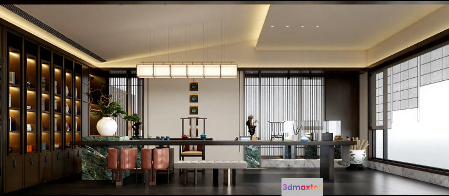 Modern Asian Dining Room 3D Model - 9626 - CORONA Render