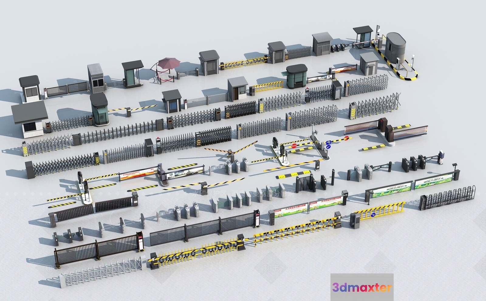 A Collection Of Turnstiles 3D Model - 14117 - VRAY Render