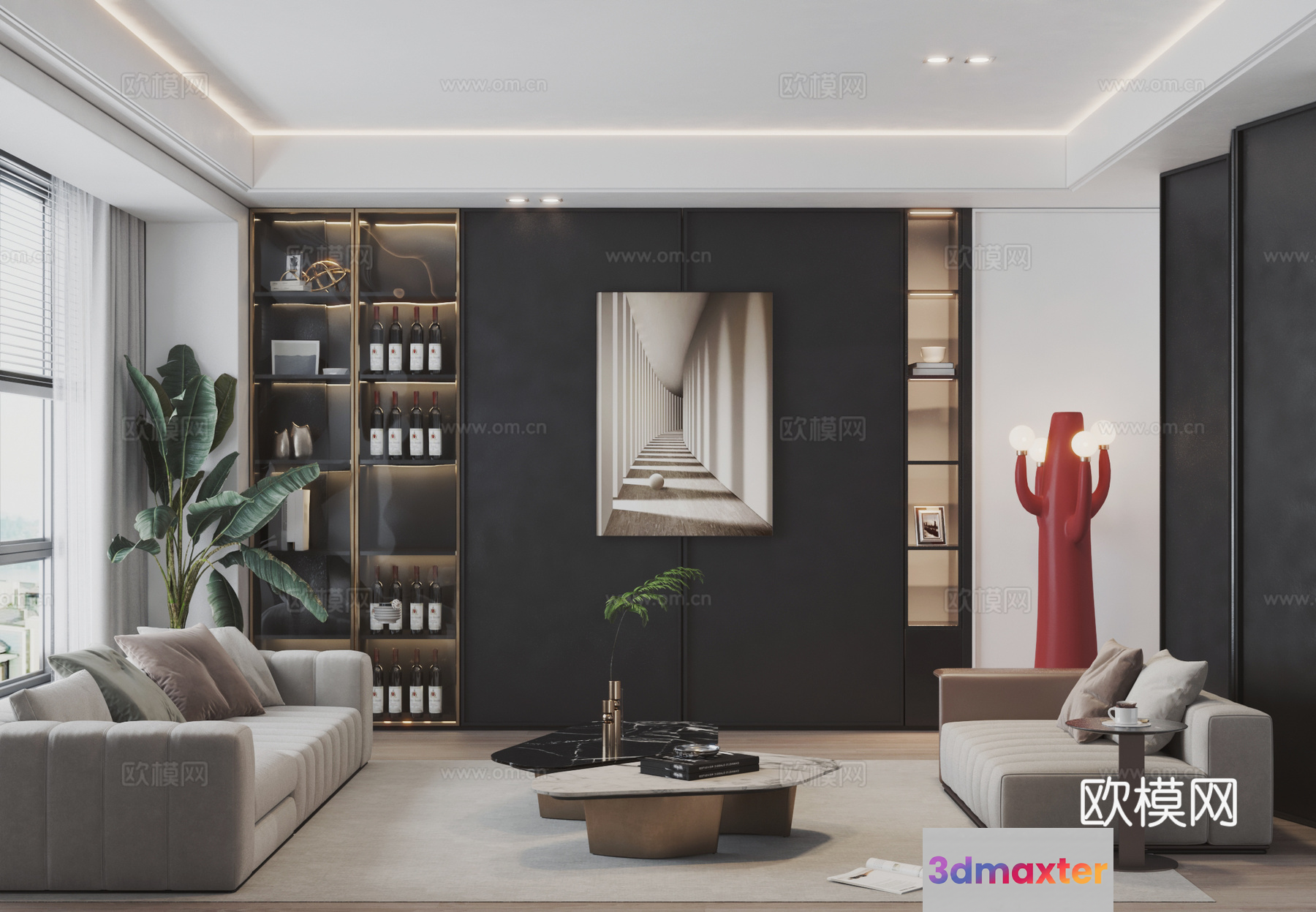 Modern Living Room 3D Model - 11817 - VRAY Render