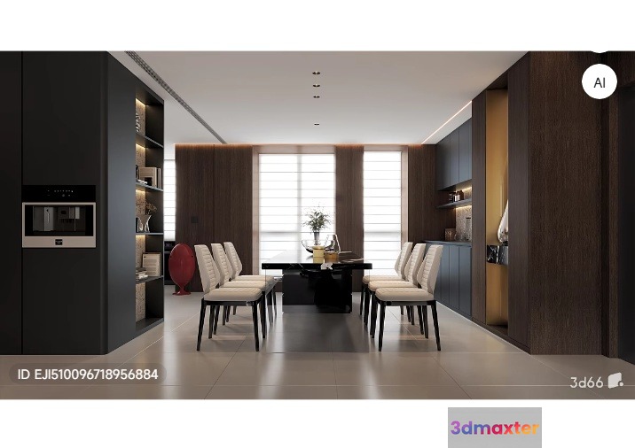 Modern Dining Room 3D Model - 17845 - VRAY Render