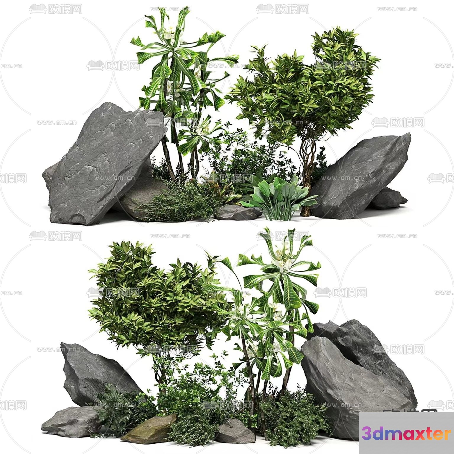 Greenery With Rocks 3D Model - 13315 - VRAY Render