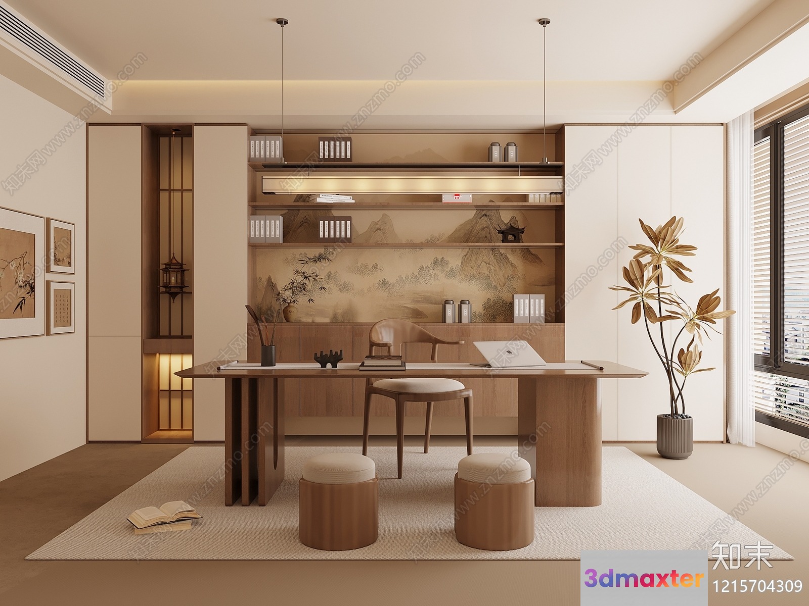 Minimalist Home Office 3D Model - 10191 - VRAY Render