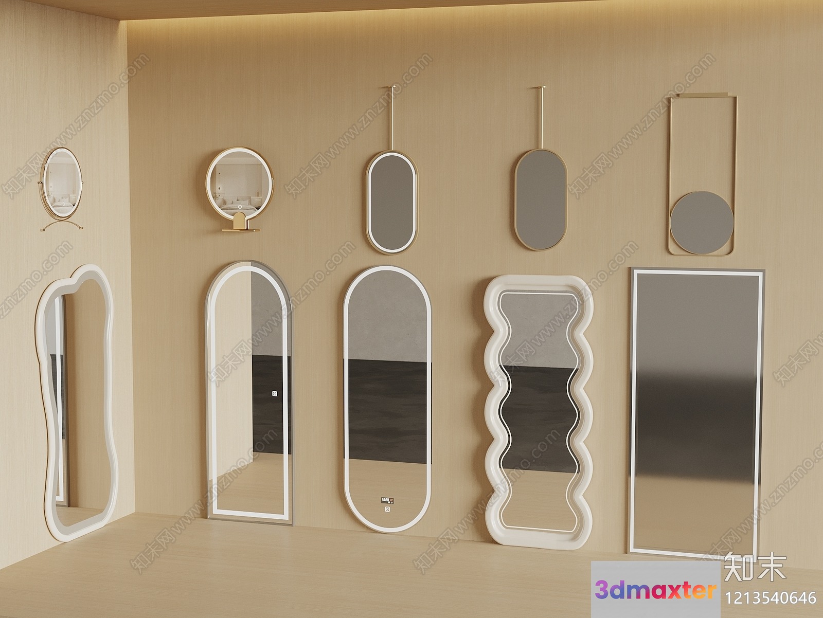 Modern Wall Mirrors 3D Model - 6583 - VRAY Render