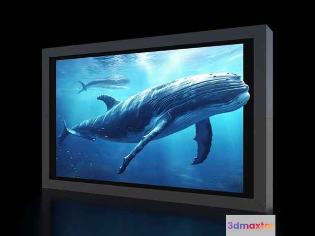 A Large Screen With A Whale Image 3D Model - 15407 - VRAY Render