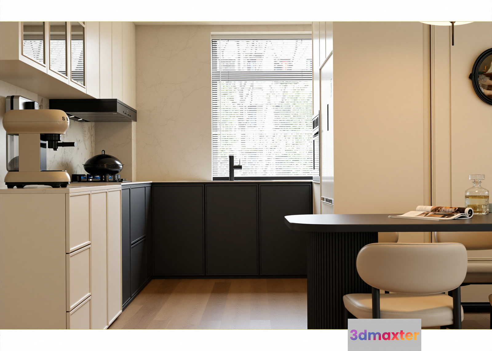 Modern Kitchen With A Table 3D Model - 22836 - VRAY Render