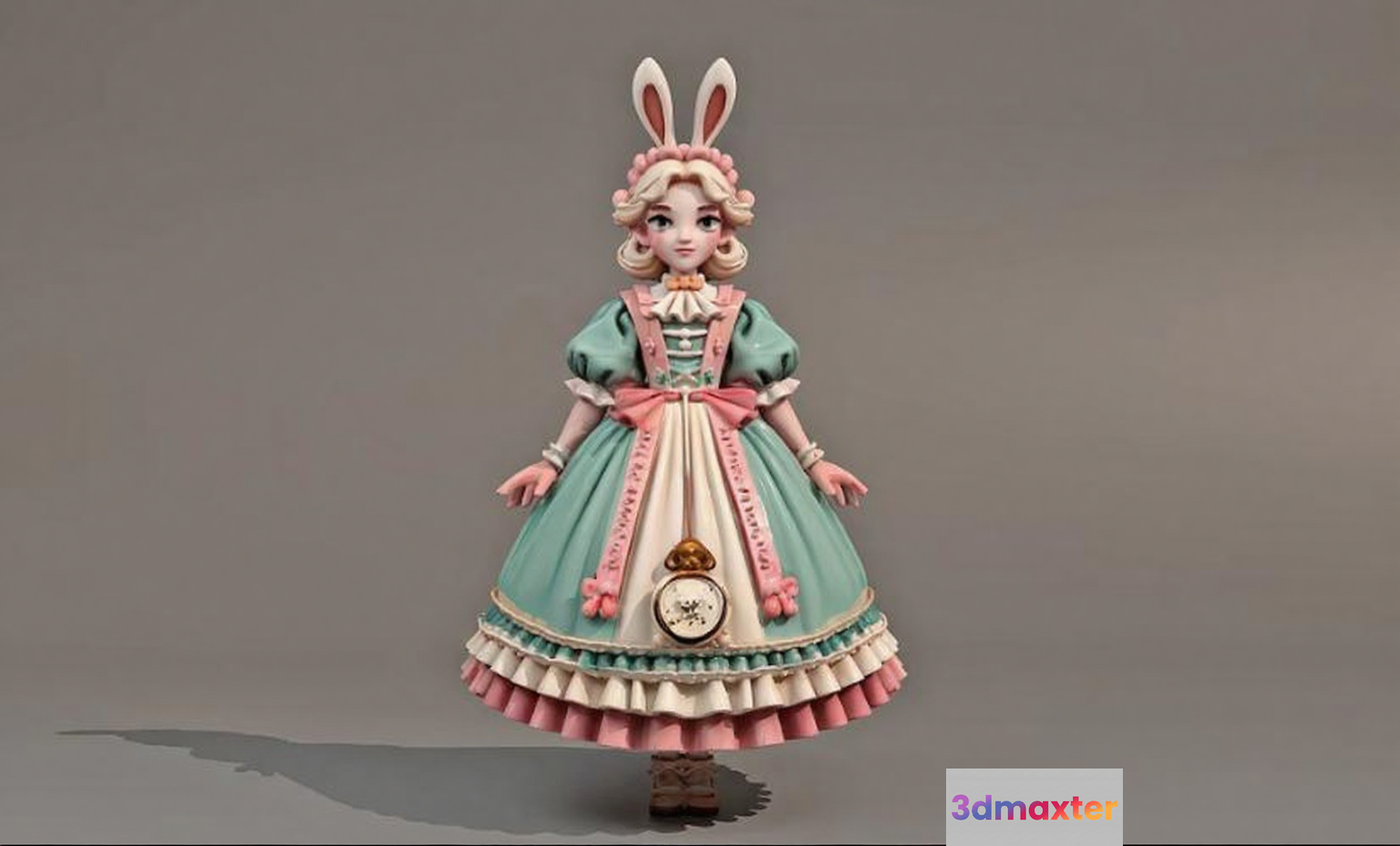 A Girl In A Blue Dress 3D Model - 15359 - VRAY Render