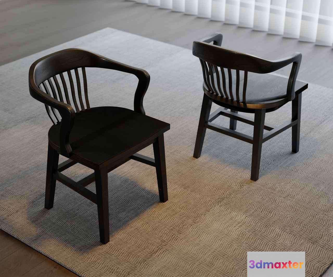Wooden Office Chairs 3D Model - 3545 - VRAY Render