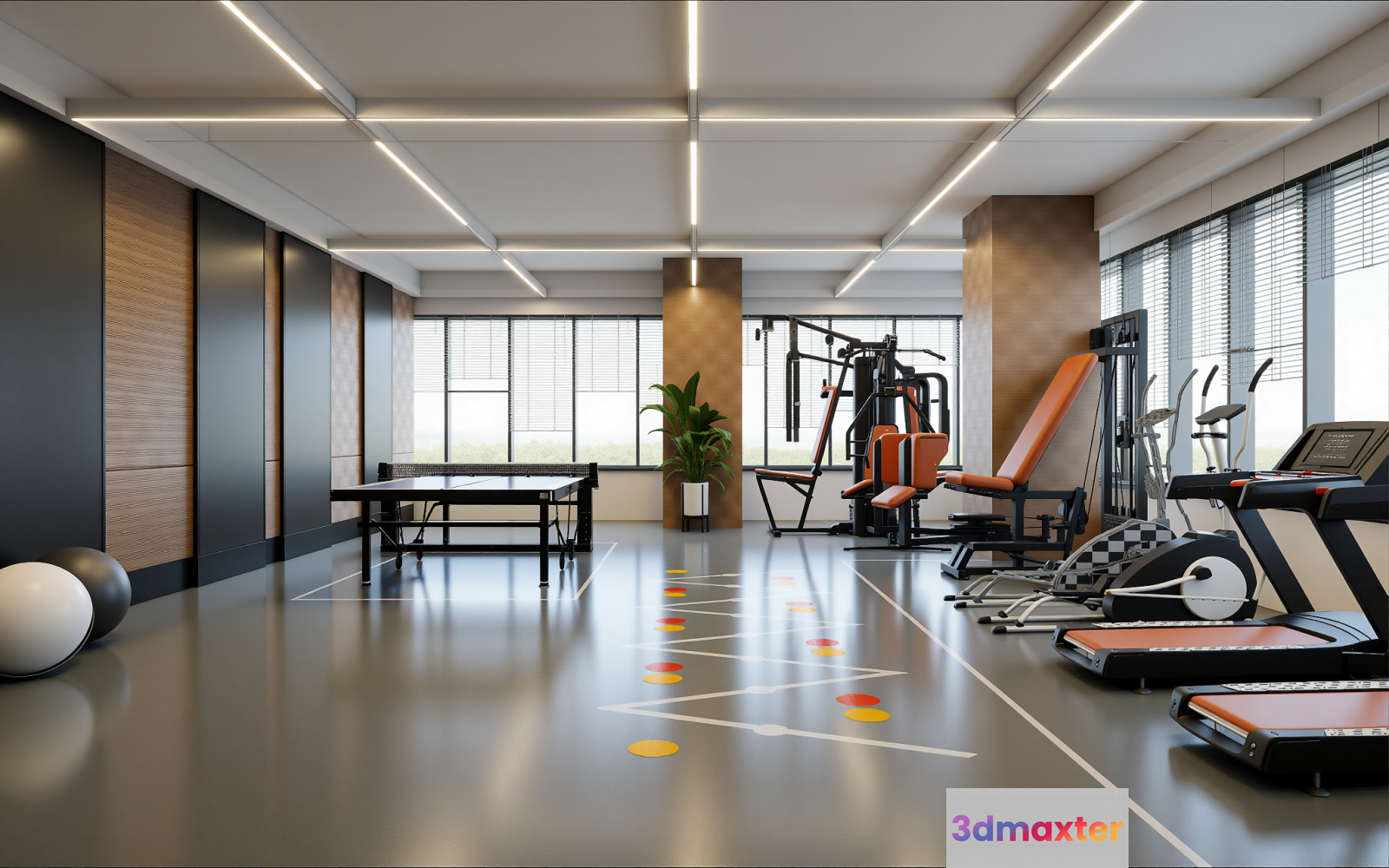 Modern Exercise Equipment 3D Model - 7621 - VRAY Render