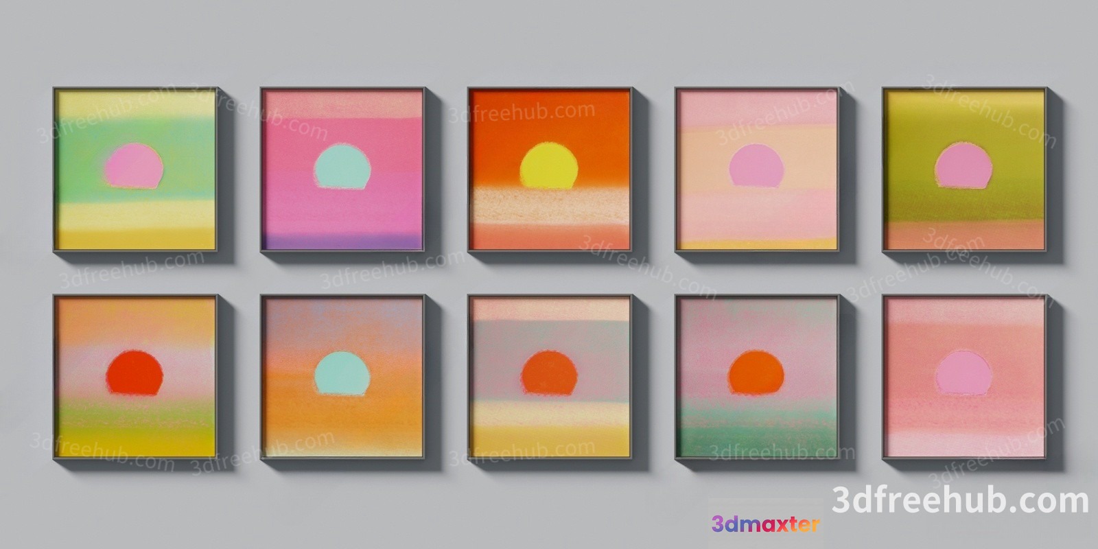 Nine Abstract Paintings 3D Model - 19313 - VRAY Render