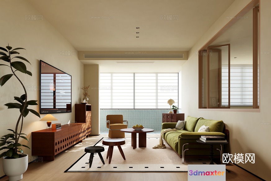 Modern Living Room 3D Model - 7642 - CORONA Render