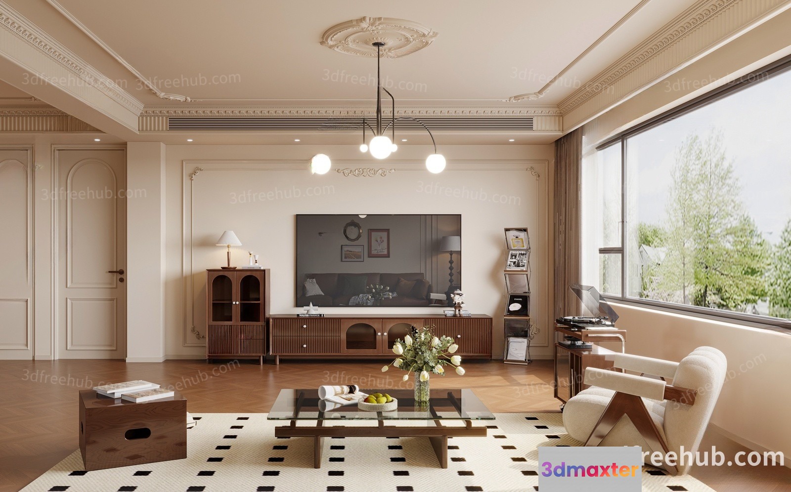 Modern Living Room 3D Model - 18534 - VRAY Render