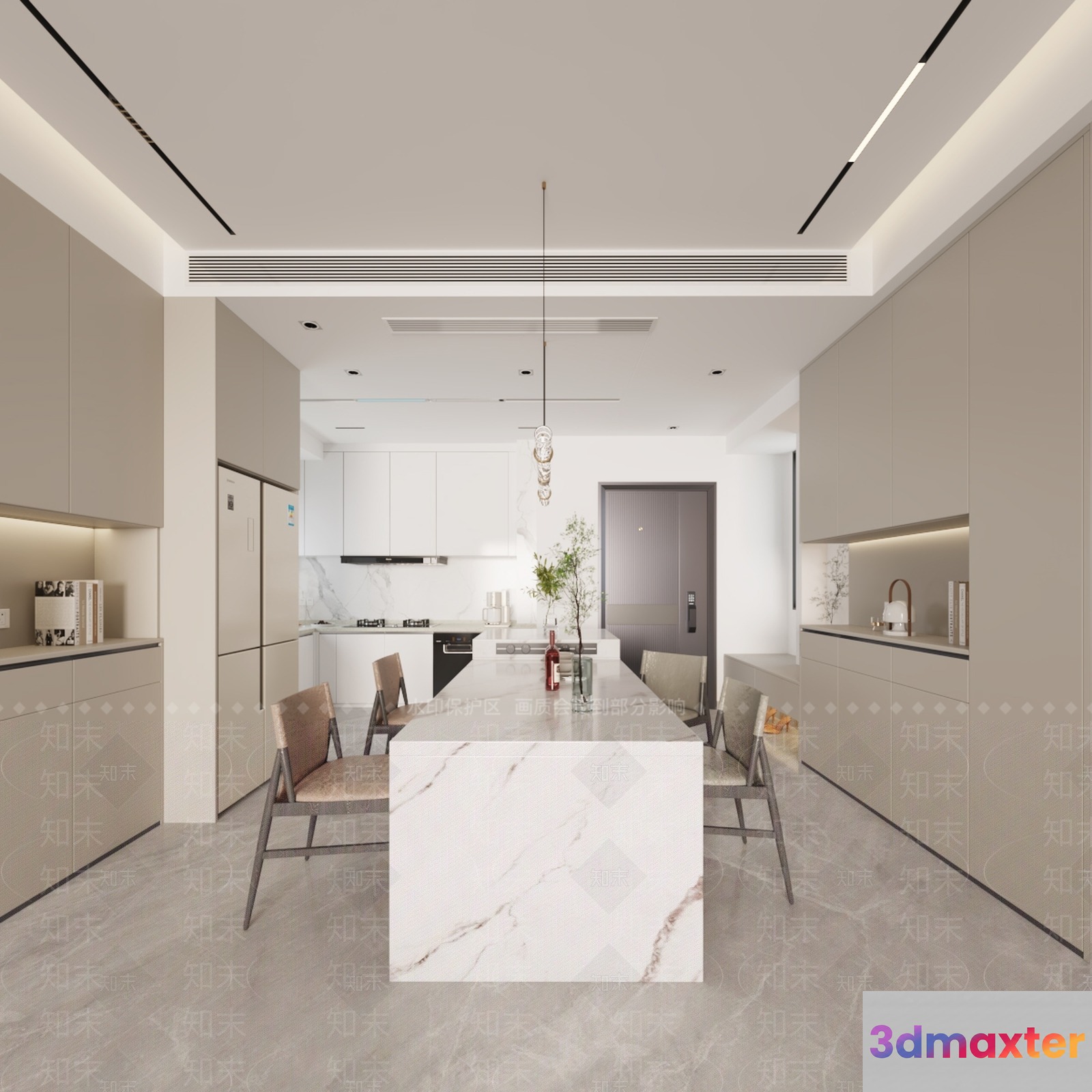Modern Clean Kitchen 3D Model - 18304 - VRAY Render