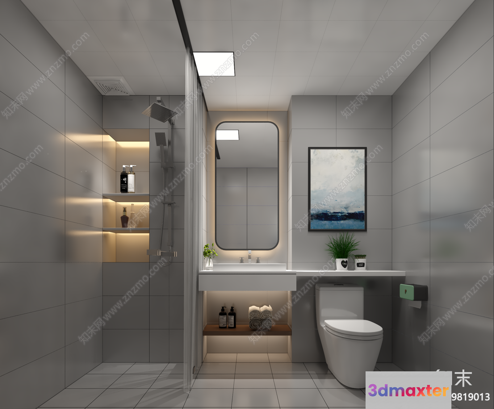 Modern Bathroom Space 3D Model - 20081 - VRAY Render