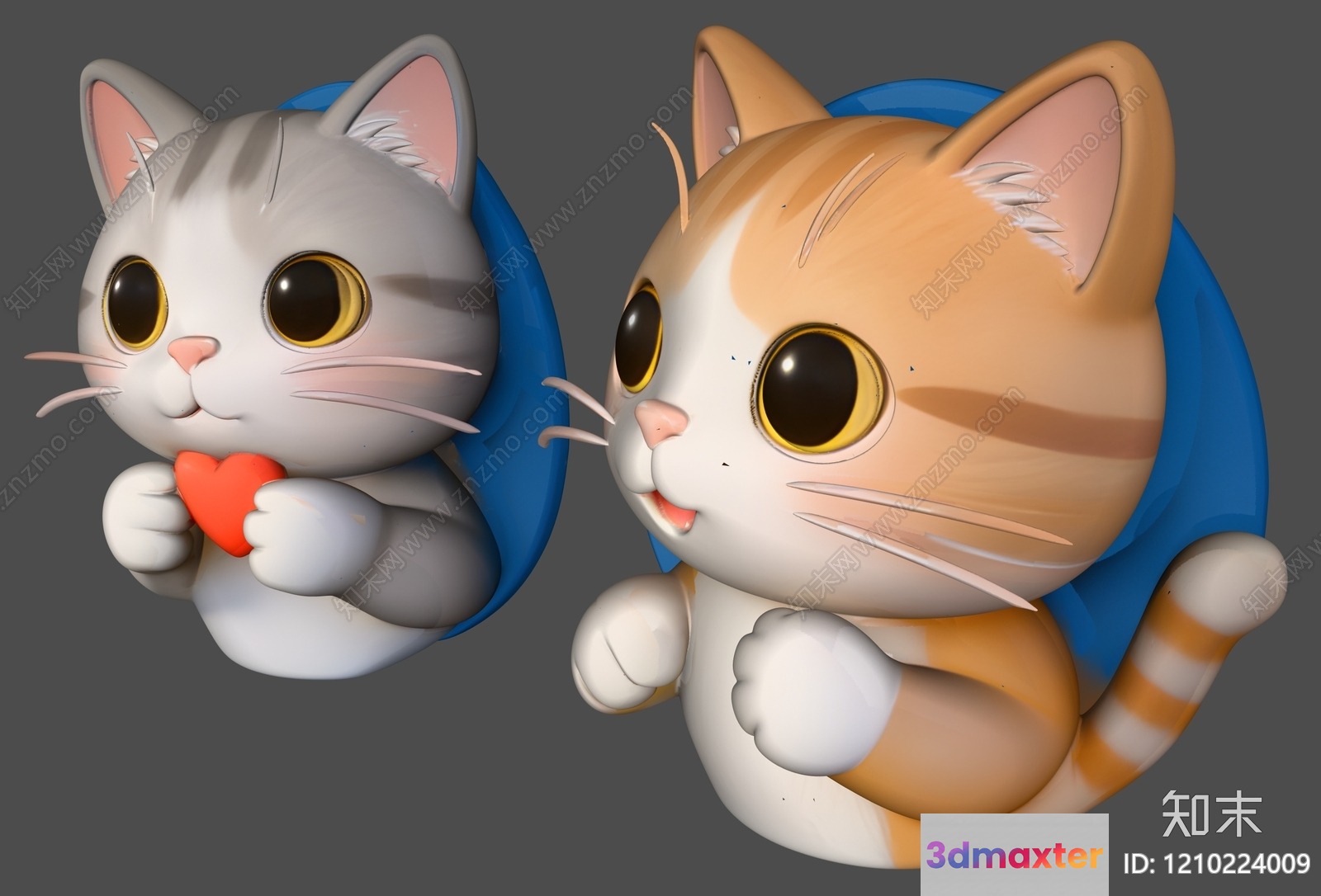 Two Cartoon Cats 3D Model - 10615 - VRAY Render