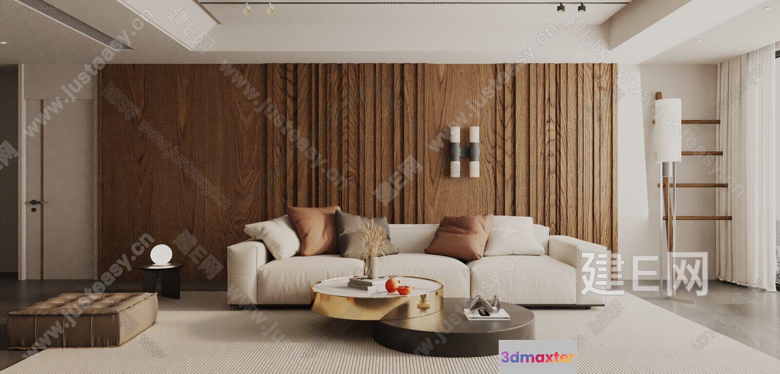 Modern Living Room 3D Model - 1574 - VRAY Render