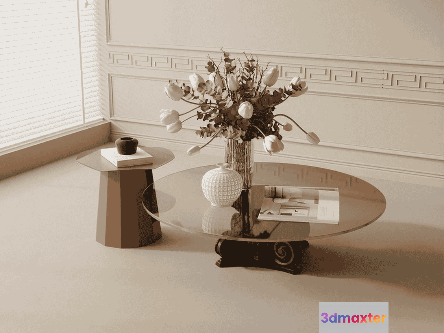 Modern Glass Table 3D Model - 14628 - VRAY Render