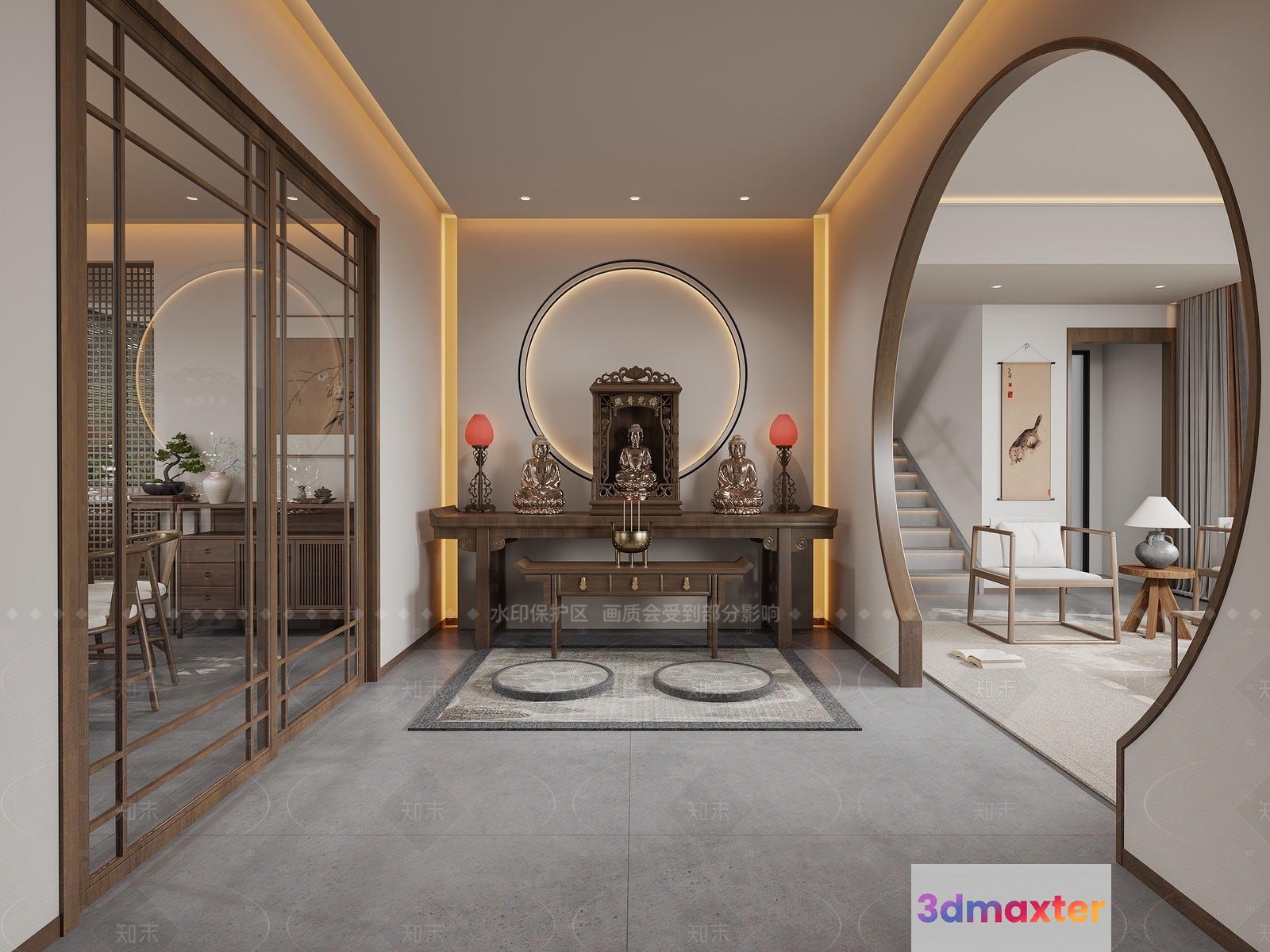Modern Asian-Inspired Interior Design 3D Model - 9350 - CORONA Render