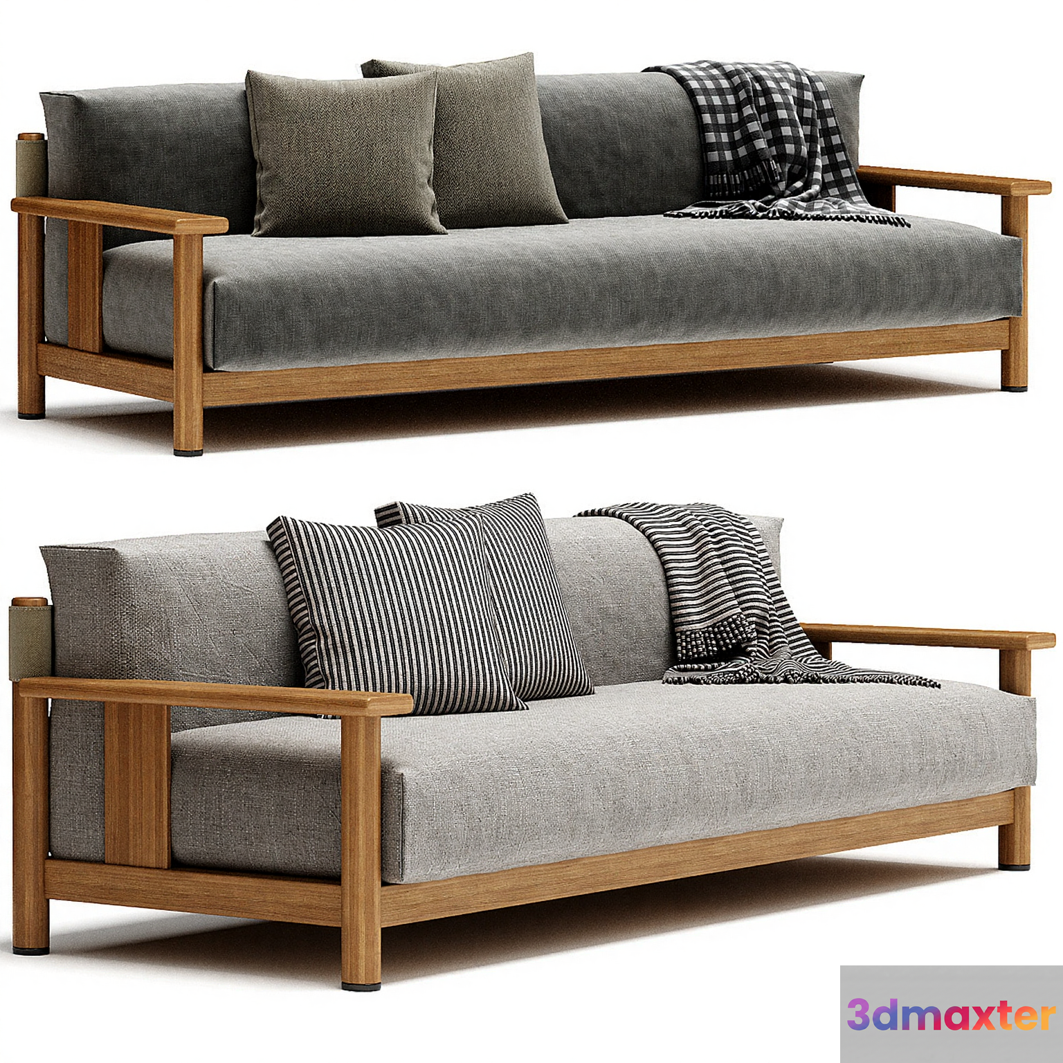 Modern Wood Sofa 3D Model - 3636 - CORONA Render