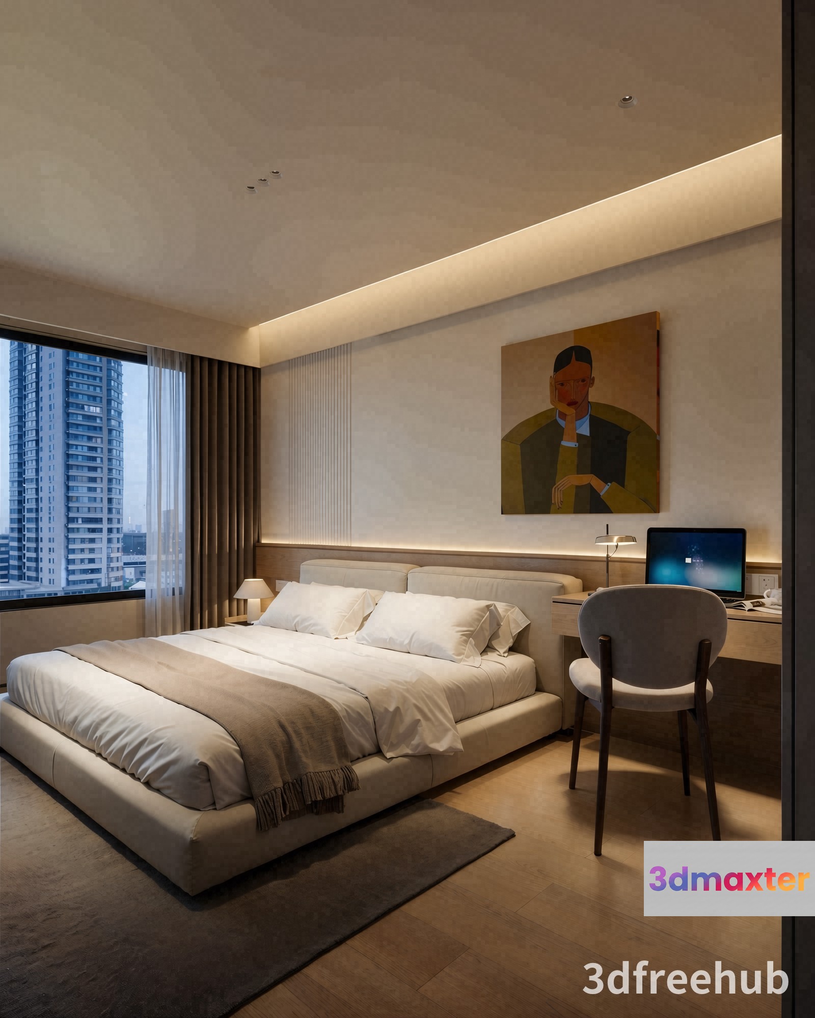 Modern Bedroom Suite 3D Model - 22258 - VRAY Render