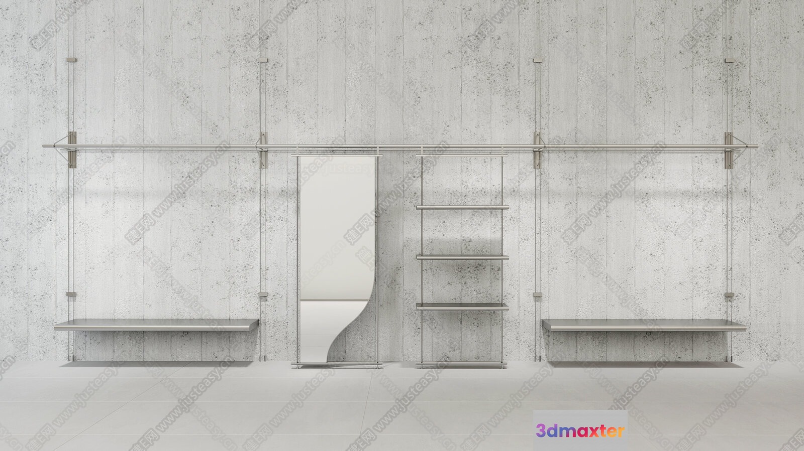 Minimalist Shelving Unit 3D Model - 6647 - CORONA Render