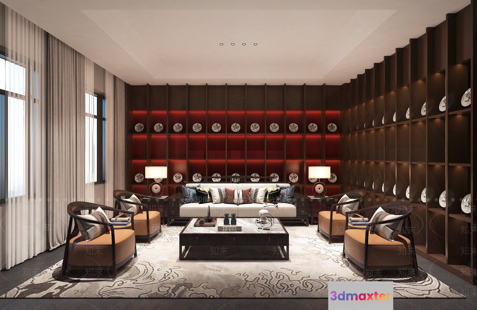 Modern Living Room 3D Model - 2748 - VRAY Render