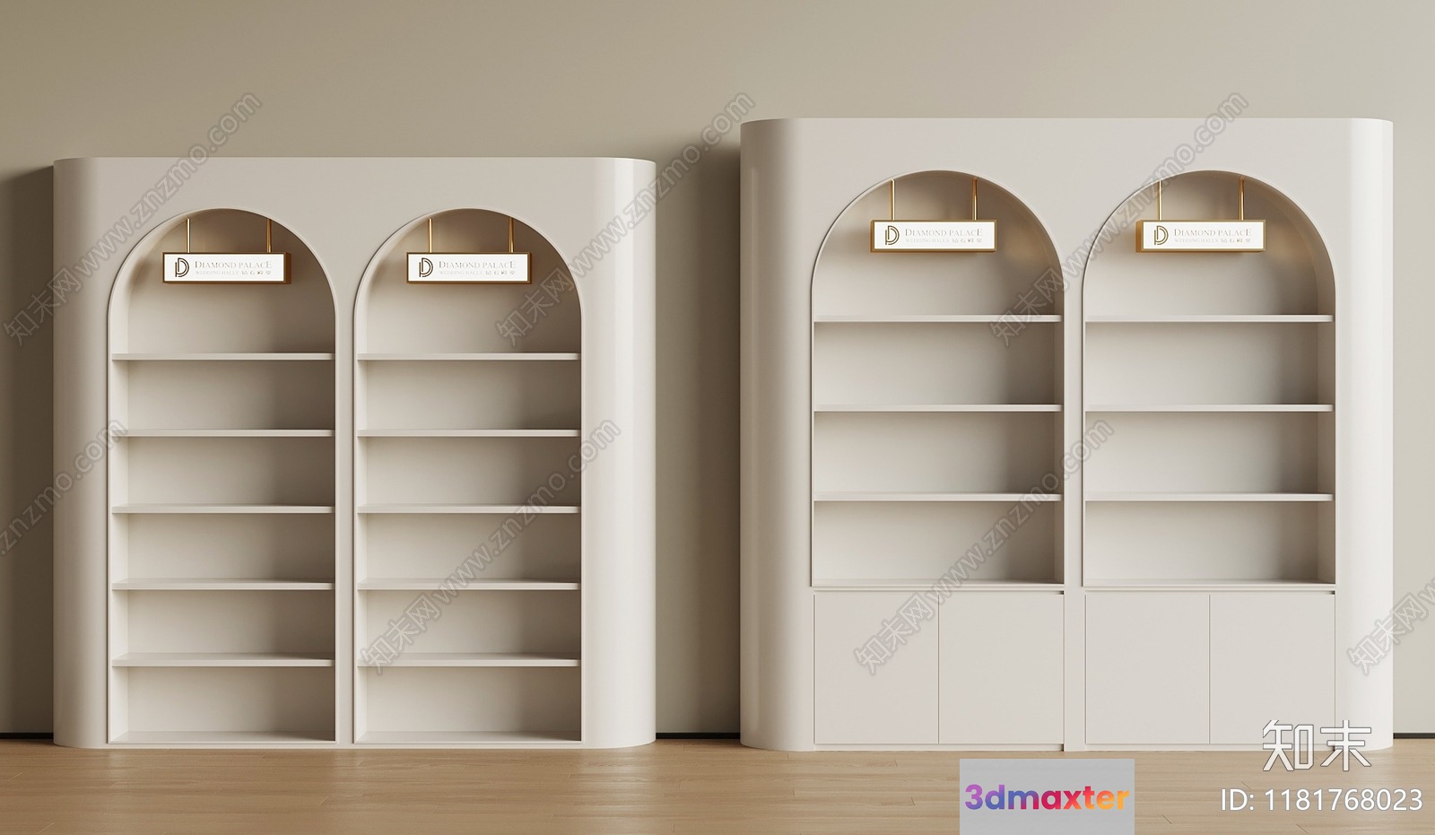 White Bookshelves 3D Model - 17940 - VRAY Render