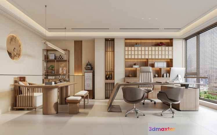 Modern Office Space 3D Model - 6056 - VRAY Render