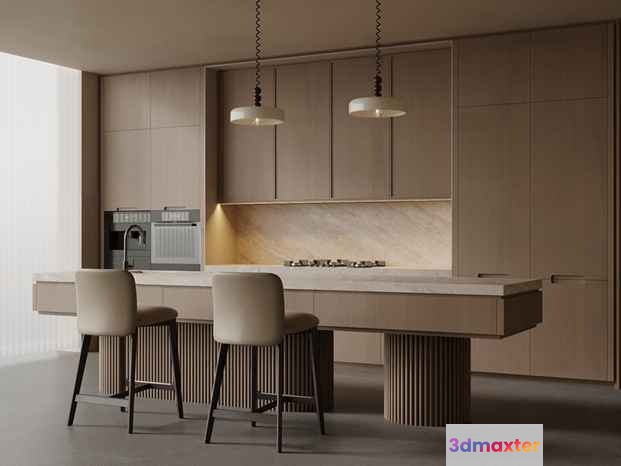 Modern Kitchen 3D Model - 6399 - VRAY Render