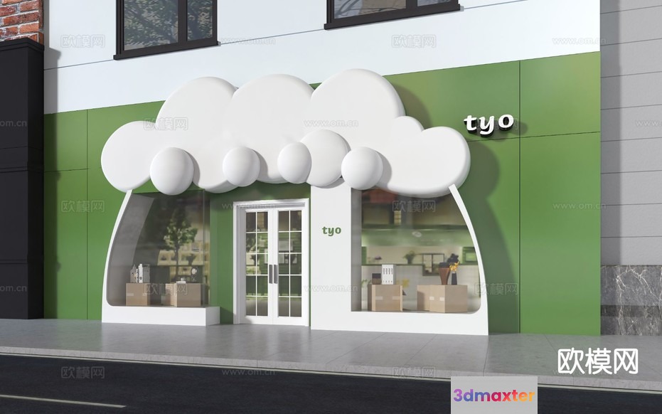 A Storefront With A Unique Cloud-Shaped Design 3D Model - 2662 - VRAY Render