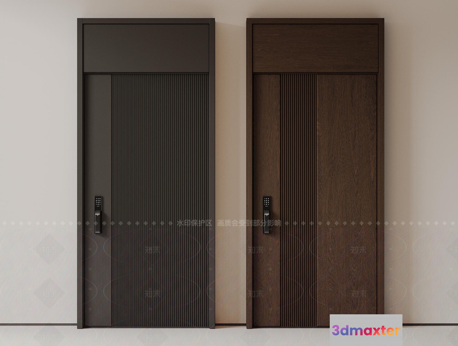 A Pair Of Brown Doors 3D Model - 12779 - VRAY Render