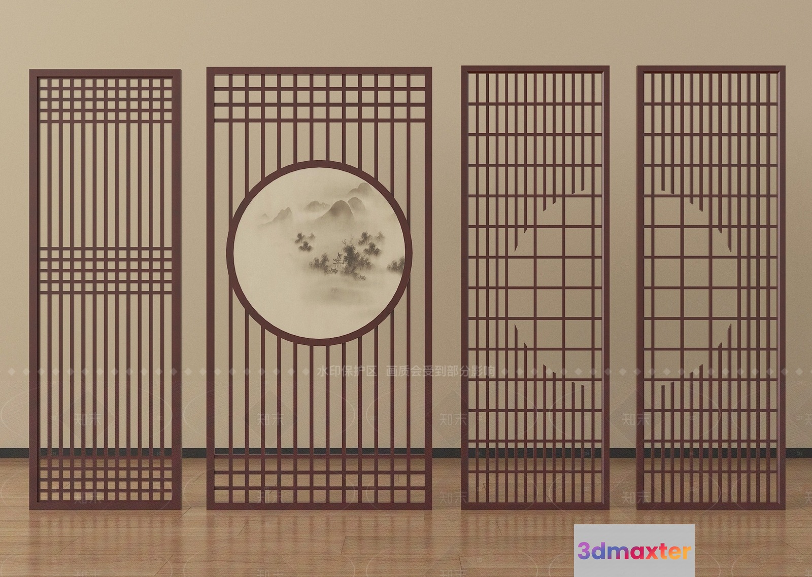 Chinese Room Divider 3D Model - 7155 - VRAY Render