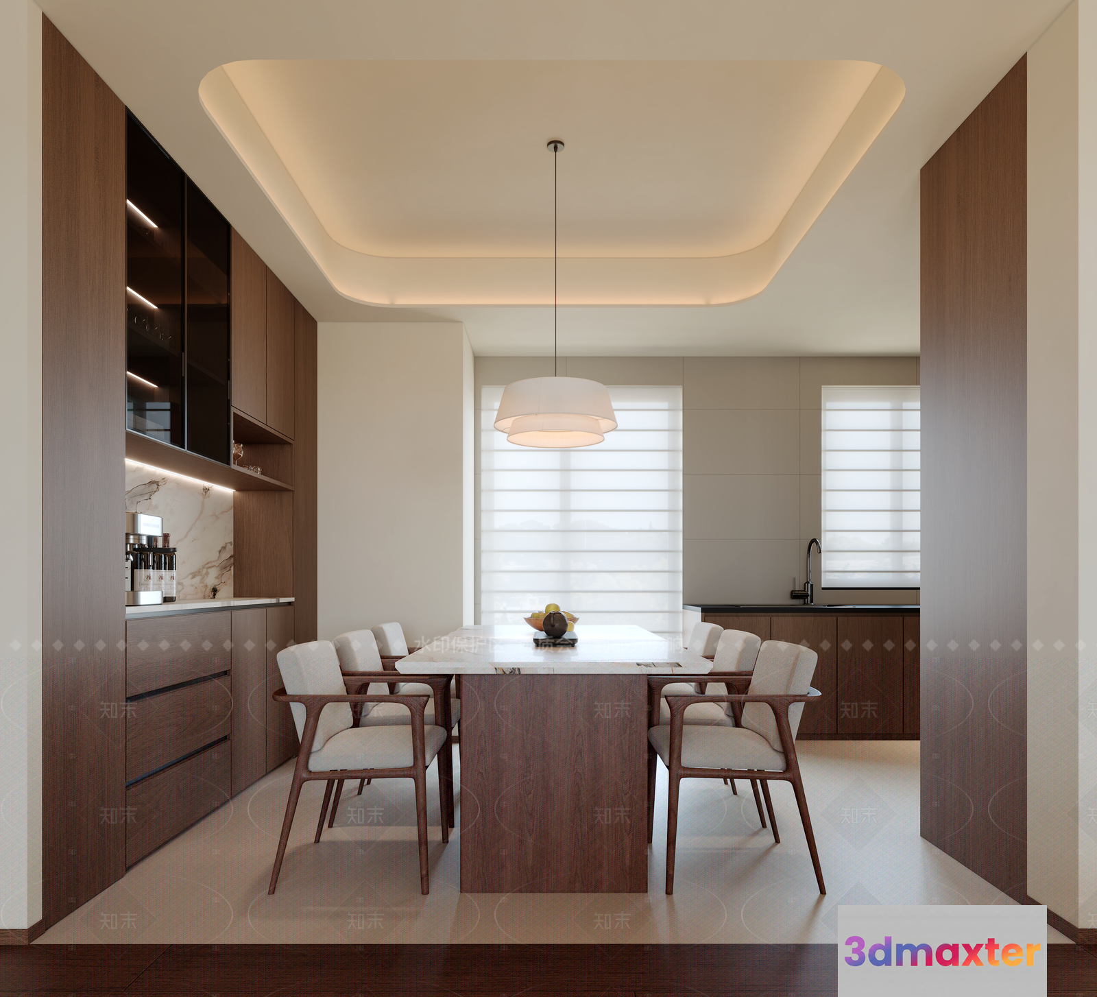Modern Dining Room 3D Model - 12848 - CORONA Render