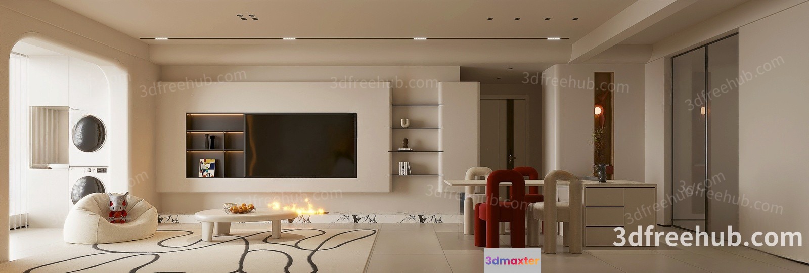 Modern Living Room 3D Model - 20826 - VRAY Render