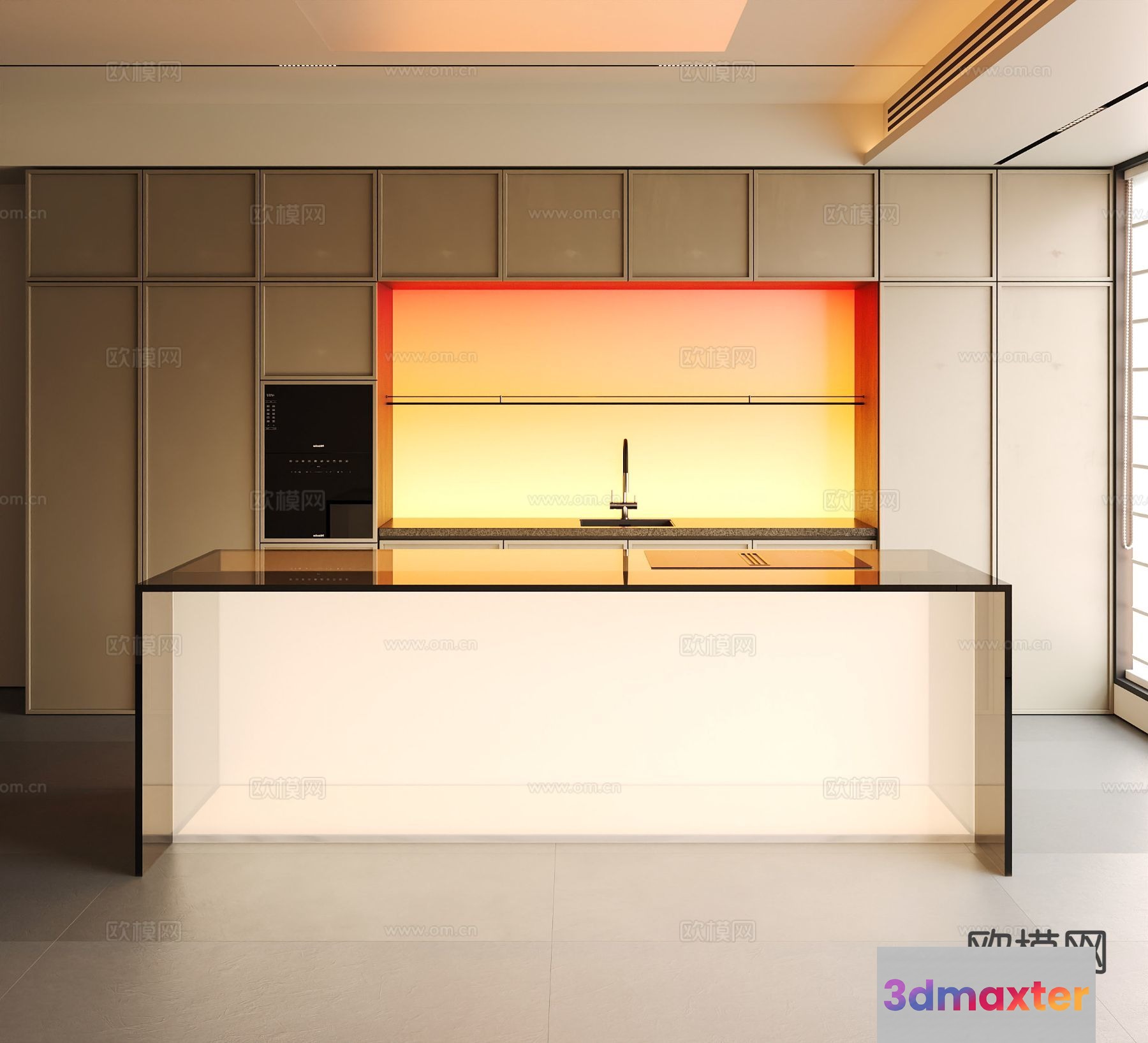 Modern Kitchen With A Sink 3D Model - 7115 - VRAY Render
