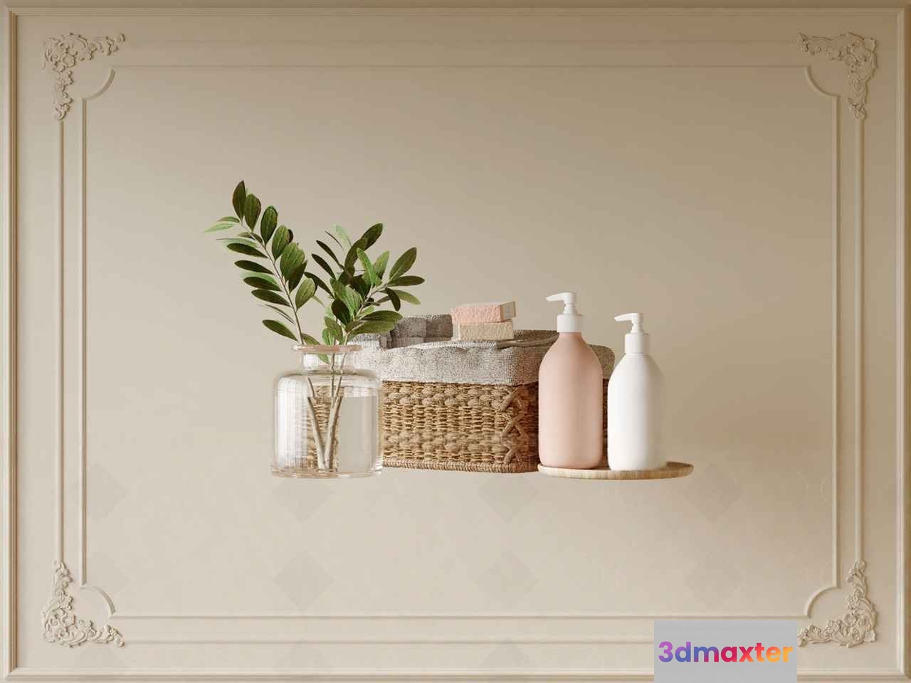 A Wall With A Shelf 3D Model - 10447 - CORONA Render