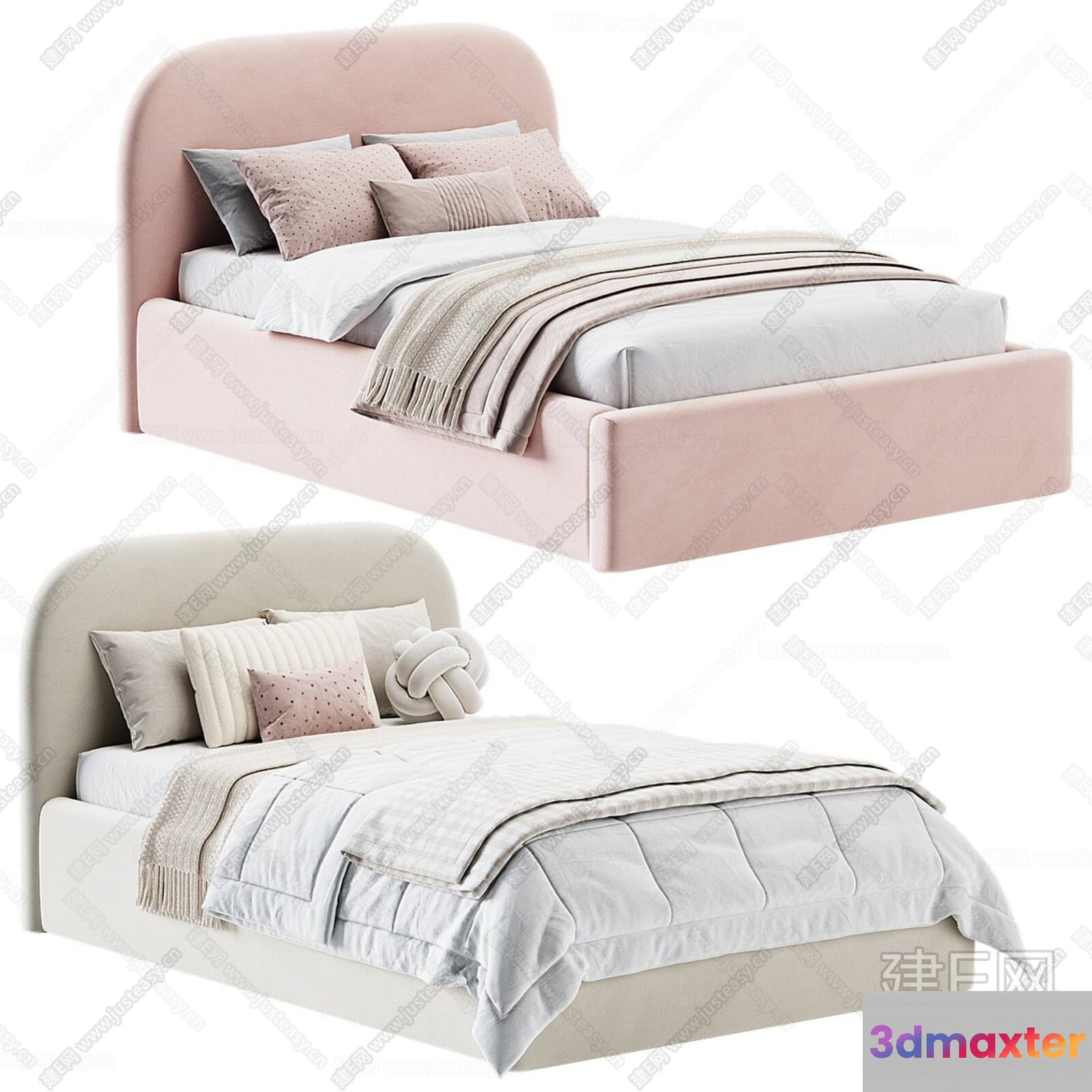 Modern Upholstered Beds 3D Model - 6252 - CORONA Render