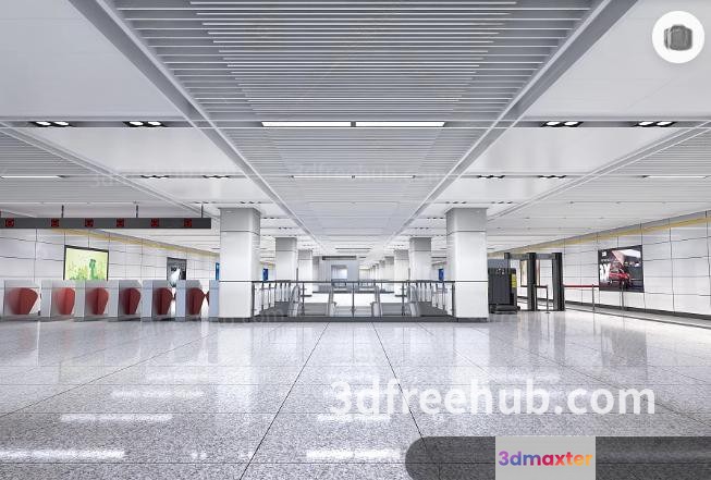 The Main Subject Is A Modern Airport Terminal With White Walls And Floors 3D Model - 18770 - VRAY Render