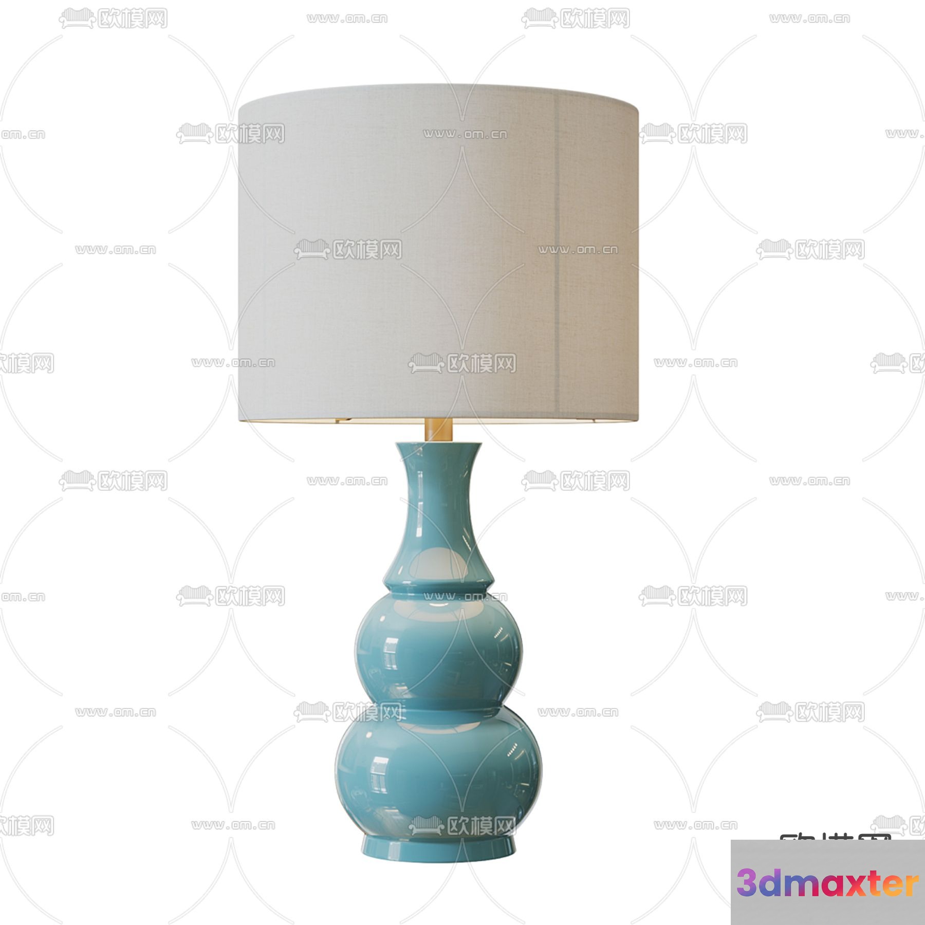 Blue Lamp With A White Shade 3D Model - 19127 - VRAY Render