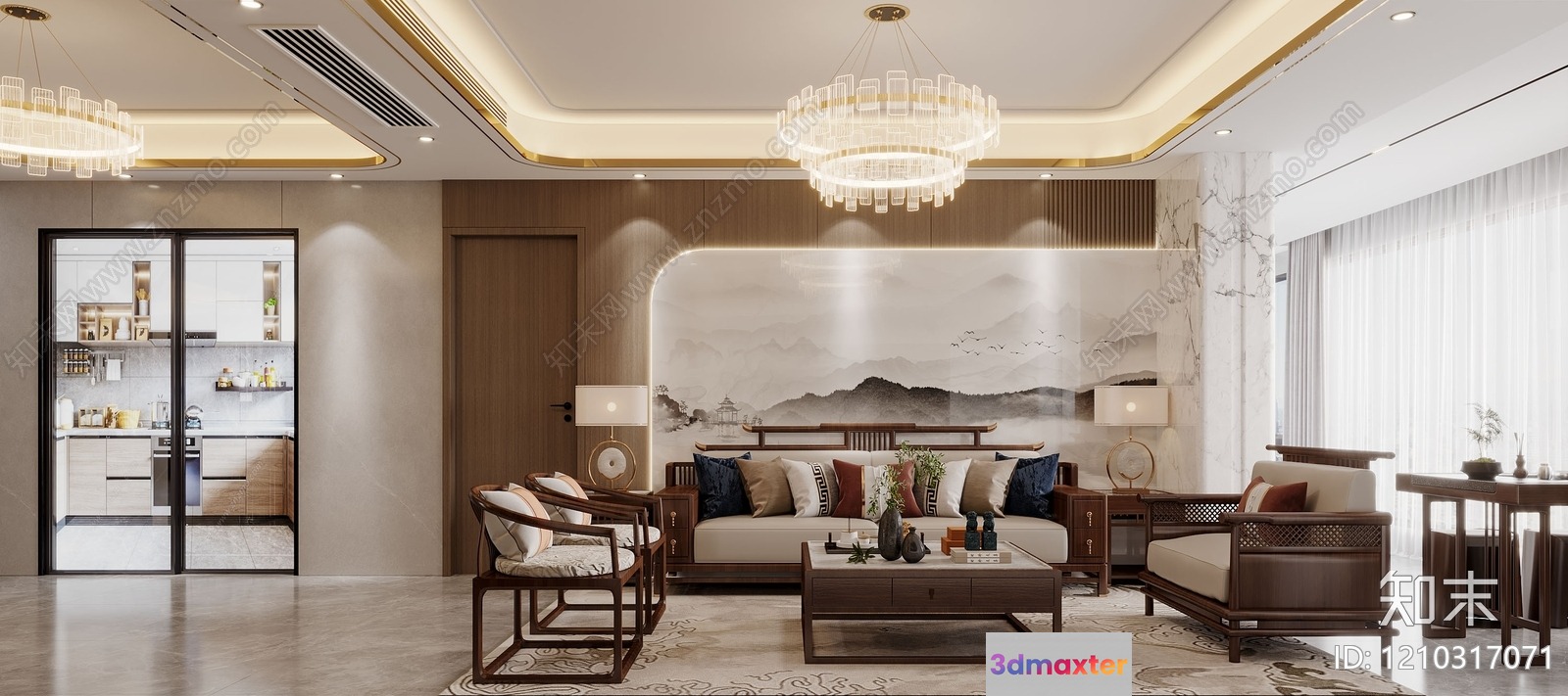 Modern Living Room 3D Model - 12914 - VRAY Render