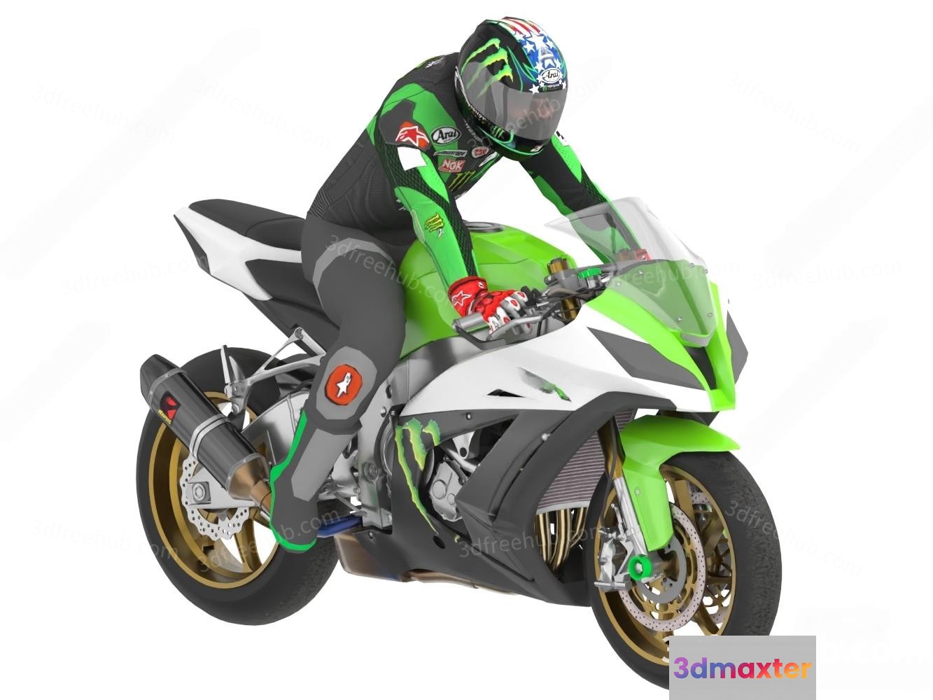 A Motorcycle Rider 3D Model - 9574 - VRAY Render