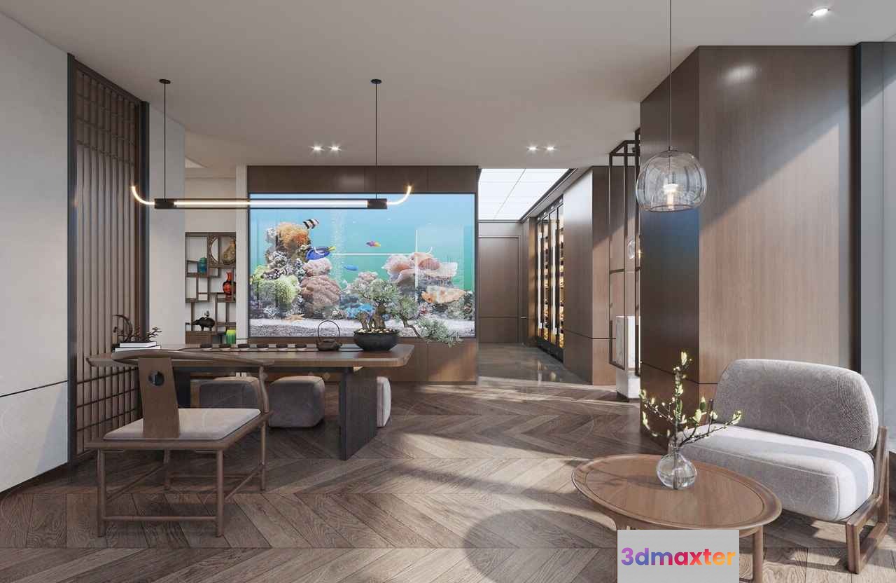 Modern Living Room 3D Model - 9589 - CORONA Render