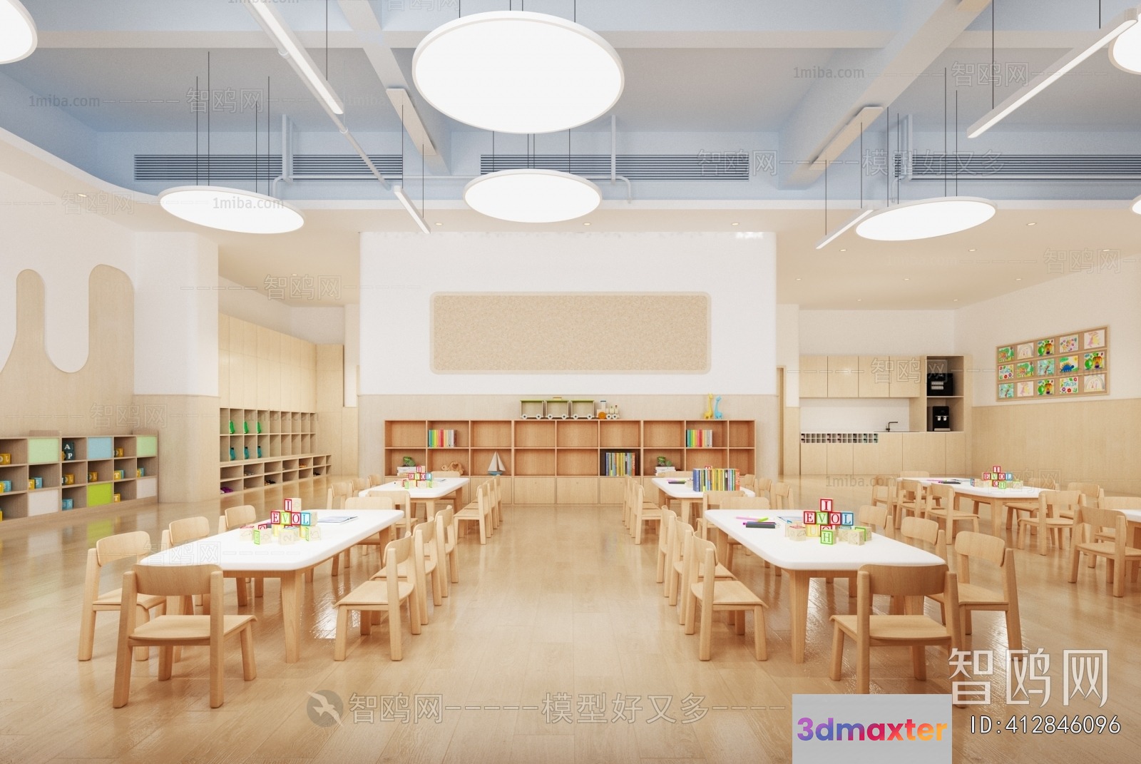 Modern Classroom 3D Model - 9691 - VRAY Render